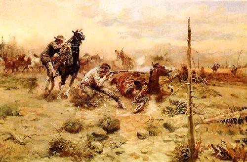 Charles M Russell When Horse Flesh Comes High Norge oil painting art